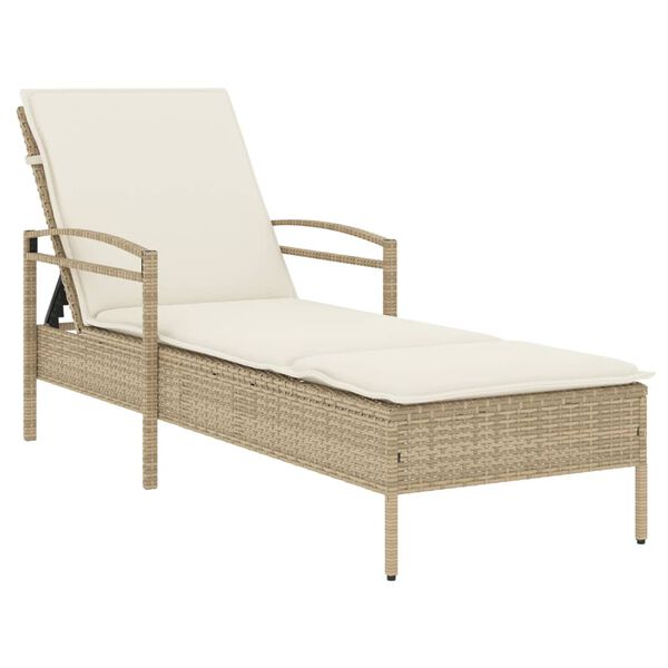 vidaXL liggestol med hynde 63x200x81 cm polyrattan beige