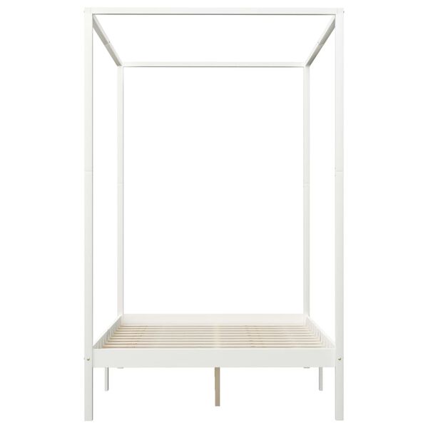 vidaXL sengestel til himmelseng 2 skuffer 140x200 cm fyrretræ hvid