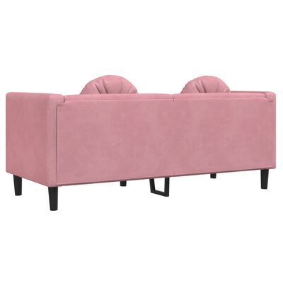 vidaXL 2-personers sofa med hynder velour lyserød