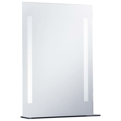 vidaXL LED-badeværelsesspejl med hylde 50x70 cm