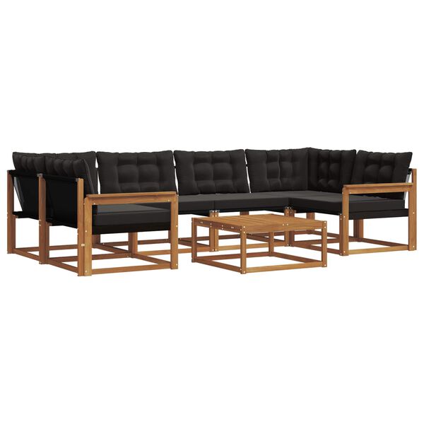 vidaXL Udend&oslash;rs sofagruppe med pude 7 pcs Naturlig og sort