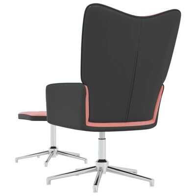 vidaXL lænestol med fodskammel fløjl og PVC lyserød