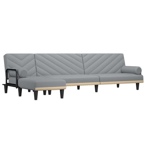 vidaXL L-formet sovesofa 260x140x70 cm stof lysegr&aring;