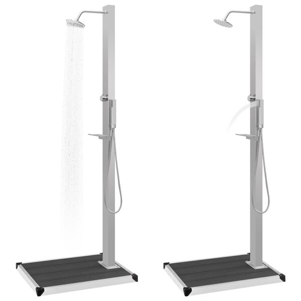 vidaXL udendørsbruser med bakke WPC rustfrit stål