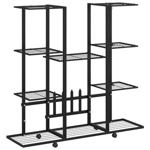 vidaXL blomsterstativ med hjul 94,5x24,5x91,5 cm jern sort