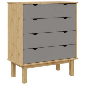 vidaXL kommode OTTA 76,5x39,5x90 cm massivt fyrretr&aelig; brun og gr&aring;