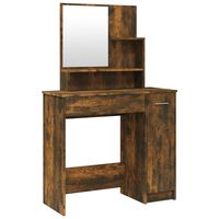 vidaXL makeupbord med spejl 86,5x35x136 cm røget egetræsfarve
