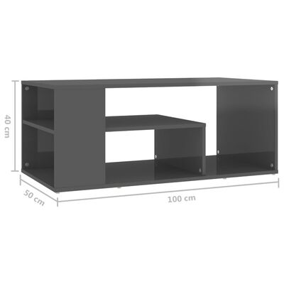 vidaXL sofabord 100x50x40 cm spånplade grå højglans