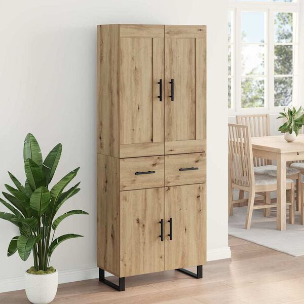 vidaXL Highboard Artisan Egetr&aelig; 69,5 x 34 x 180 cm Konstrueret tr&aelig;