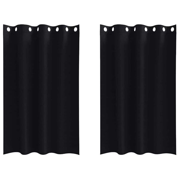 vidaXL M&oslash;rkl&aelig;gningsgardiner med ringe 2 pcs Sort 175 x 140 cm