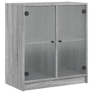 vidaXL skab med glasl&aring;ger 68x37x75,5 cm gr&aring; sonoma-eg