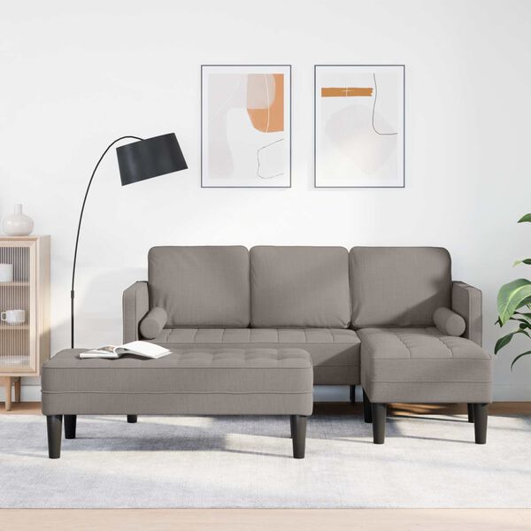 vidaXL Sofa S&aelig;t med pude 2 pcs Gr&aring;brun Polyester