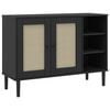 vidaXL sk&aelig;nk SENJA 112x40x80 cm rattan-look massivt fyrretr&aelig; sort