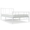 vidaXL sengeramme med sengegavl og fodg&aelig;rde 75x190 cm metal hvid