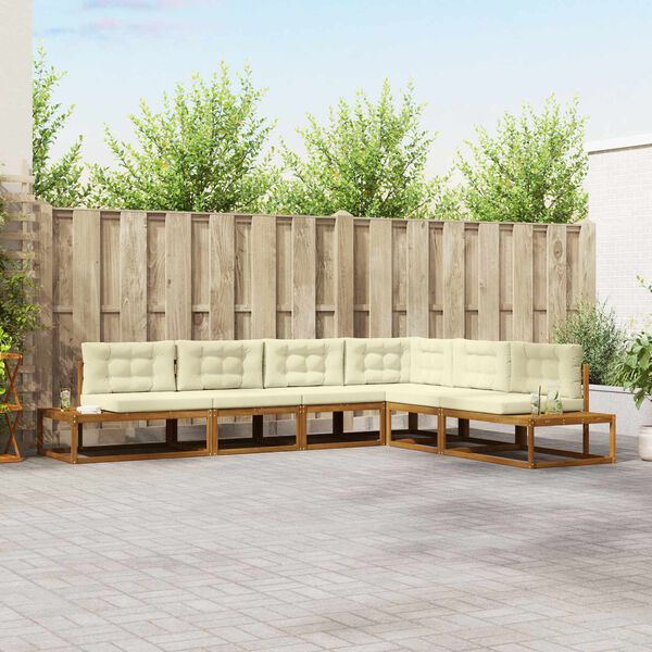 vidaXL Udend&oslash;rs sofagruppe 6 Stk Naturlig og Fl&oslash;de