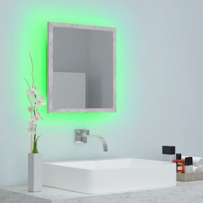 vidaXL badeværelsesspejl med LED-lys 40x8,5x37 cm akryl betongrå