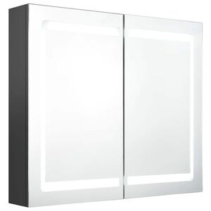 vidaXL badev&aelig;relsesskab med spejl + LED-lys 80x12x68 cm gr&aring;