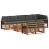 vidaXL Sofas&aelig;t med pude 9 pcs Naturlig og Antracit Massivt Akacietr&aelig;