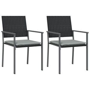 vidaXL havestole med hynder 2 stk. 54x62,5x89 cm polyrattan sort