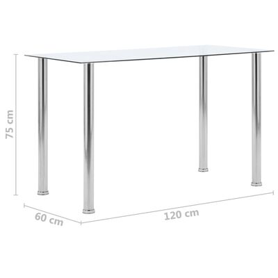 vidaXL spisebord 120x60x75 cm hærdet glas gennemsigtig