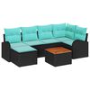 vidaXL Havesofa S&aelig;t 7 stk. Sort og turkis polyrattan