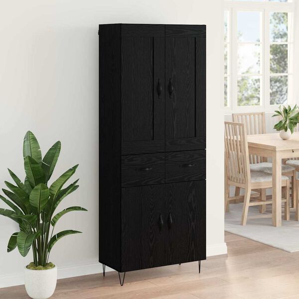 vidaXL Highboard med skuffe Sort eg 69,5 x 34 x 180 cm Konstrueret tr&aelig;