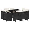 vidaXL spisebordss&aelig;t til haven 9 dele med hynder polyrattan sort