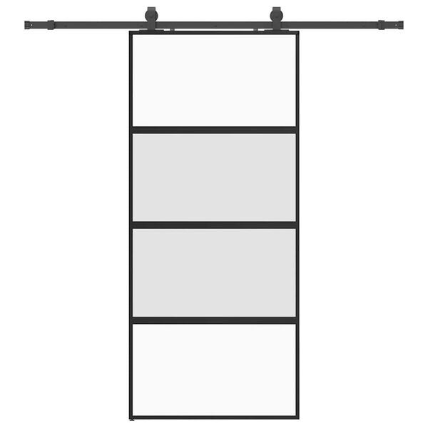 vidaXL skyded&oslash;r med hardwares&aelig;t 90x205 cm h&aelig;rdet glas sort