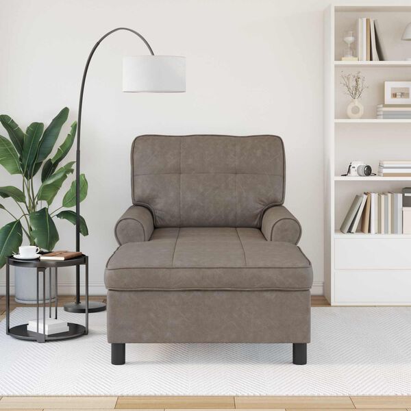 vidaXL Chaise Lounge med pude Gr&aring; 91 x 157 x 91 cm Faux l&aelig;der