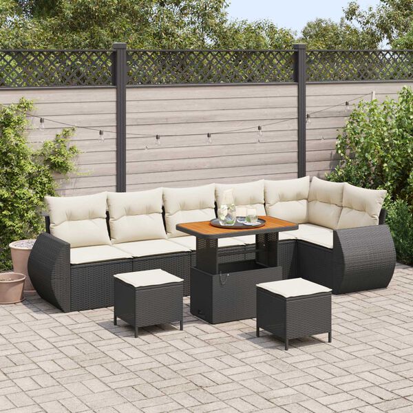 vidaXL Havesofa S&aelig;t 9 pcs Sort polyrattan