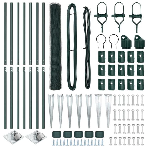 vidaXL Hegnsp&aelig;l Gr&oslash;n 10 x 1,2 m (25 mm net) St&aring;l og PVC