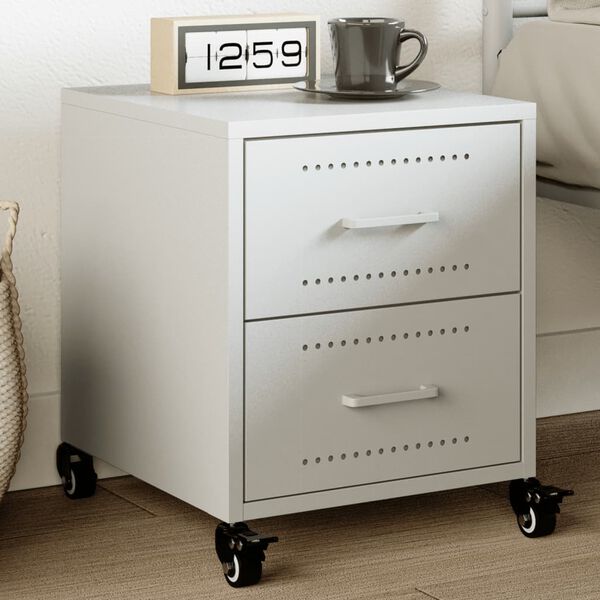 vidaXL sengebord 36x39x43,5 cm stål hvid