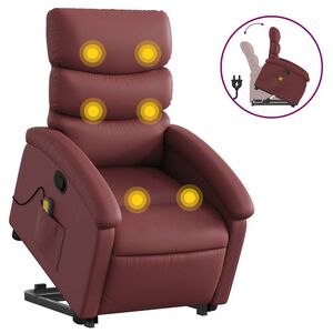 vidaXL l&oslash;ftestol med massagefunktion kunstl&aelig;der vinr&oslash;d