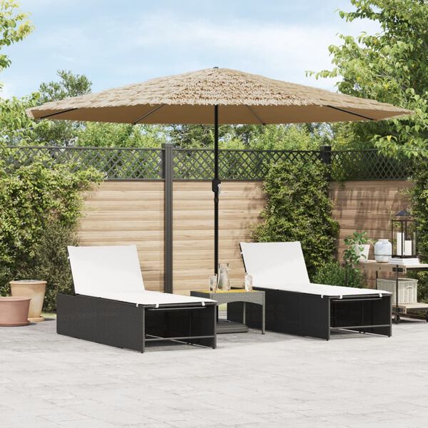 vidaXL haveparasol med st&aring;lstang 388x388x248 cm brun
