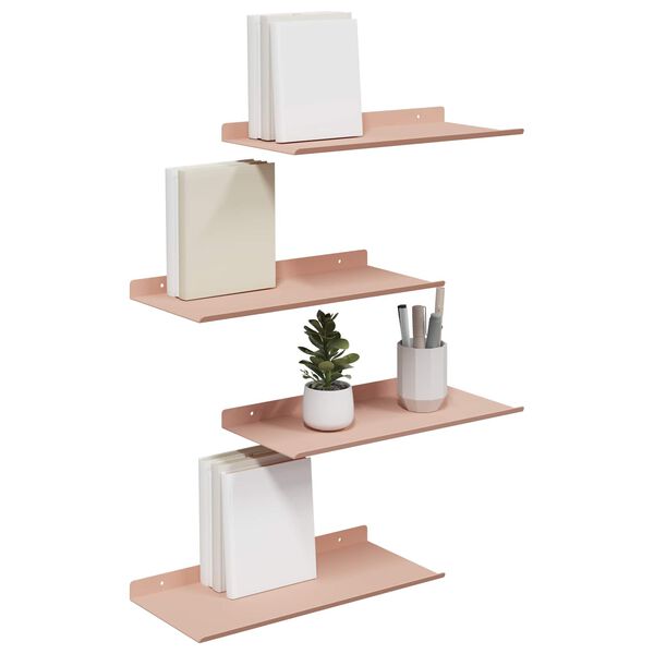 vidaXL Sv&aelig;vende hylde V&aelig;gmonteret 4 pcs Lyser&oslash;d 40 x 18 x 2,5 cm St&aring;l
