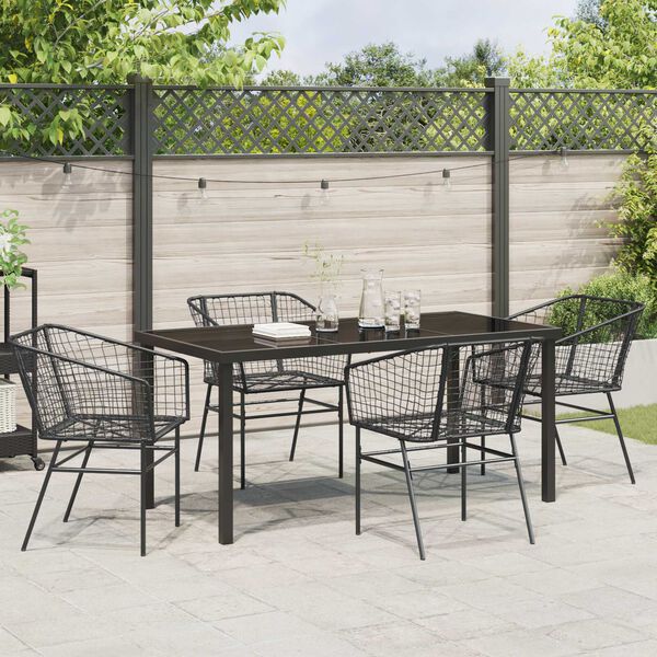 vidaXL Have Spisebordss&aelig;t 5 pcs Sort polyrattan