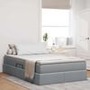 vidaXL Seng med opbevaring og madras Lysegr&aring; 120 x 190 cm Polyester