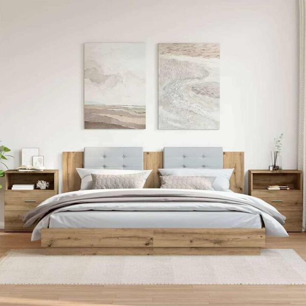 vidaXL sengeborde 2 stk. 50x32x60 cm konstrueret træ kunsteg