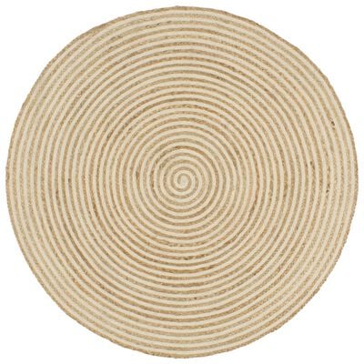 vidaXL håndlavet jutetæppe med spiraldesign 90 cm hvid