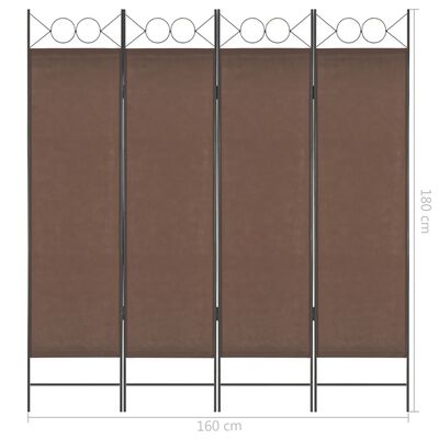 vidaXL 4-panels rumdeler 160 x 180 cm brun