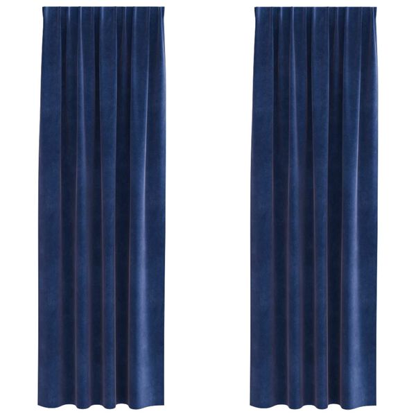 vidaXL M&oslash;rkl&aelig;gningsgardiner 2 pcs M&oslash;rk bl&aring; 140 x 260 cm Fl&oslash;jl
