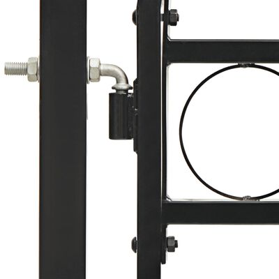 vidaXL hegnslåge med dobbeltdør og buet top stål 300 x 150 cm sort