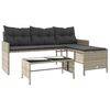 vidaXL havesofa med bord og hynder L-formet polyrattan lysegr&aring;
