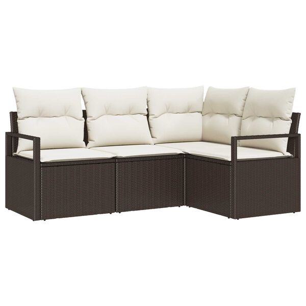 vidaXL Sofa S&aelig;t 4 pcs Brun polyrattan