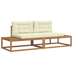 vidaXL Udend&oslash;rs sofagruppe med pude 2 Stk Naturlig og Fl&oslash;de