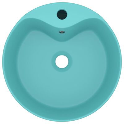 vidaXL luksuriøs håndvask med overløb 36x13 cm keramik mat lysegrøn