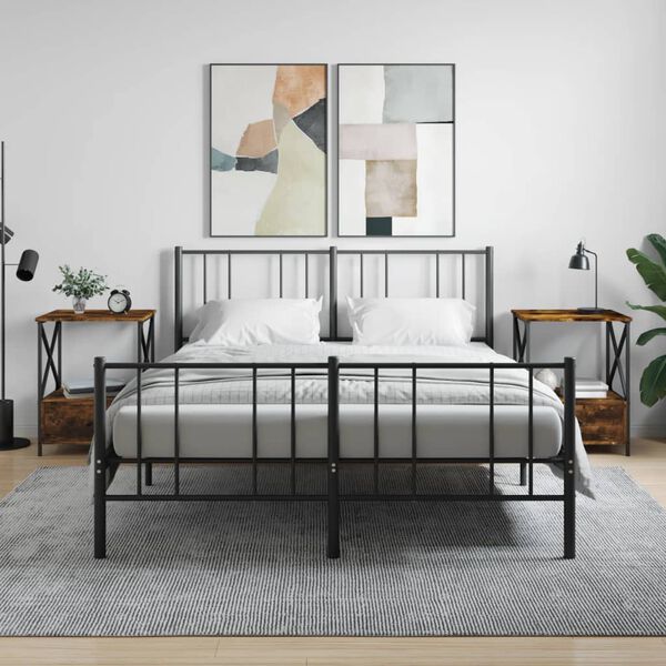 vidaXL sengeborde 2 stk. 50x41x65 cm konstrueret træ røget egetræ