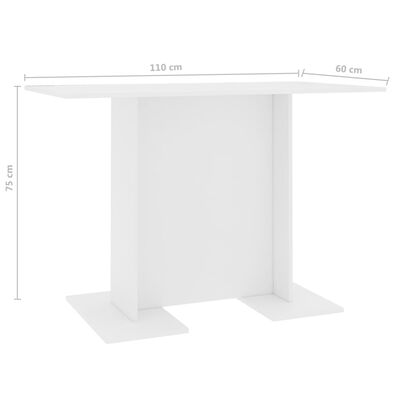 vidaXL spisebord 110x60x75 cm konstrueret træ hvid