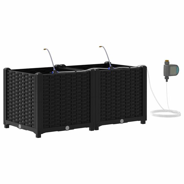 vidaXL Have Blomsterkrukke 2 pcs Sort St&aring;l