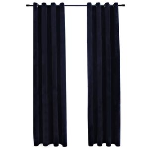vidaXL m&oslash;rkl&aelig;gningsgardiner 2 stk. med ringe 140 x 175 cm fl&oslash;jl sort